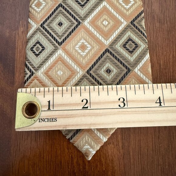 Giorgio Brutini Hand Made Necktie Classic Diamond Pattern Neutral Suit Tie - Picture 7 of 9